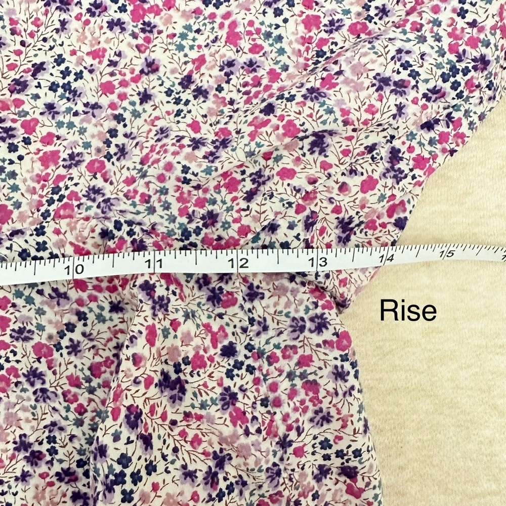 J. Crew Women's Liberty Floral Pink Cotton Elastic Waist Crop Pants Size 12 - Picture 9 of 14